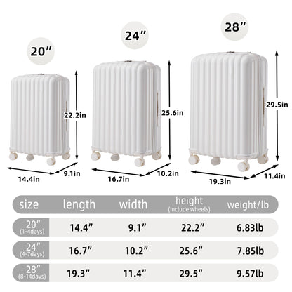 ABS Spinner Wheel Luggage, Carry on Suitcase, with Cup Holder & USB Port & Phone Holder (20/24/28)