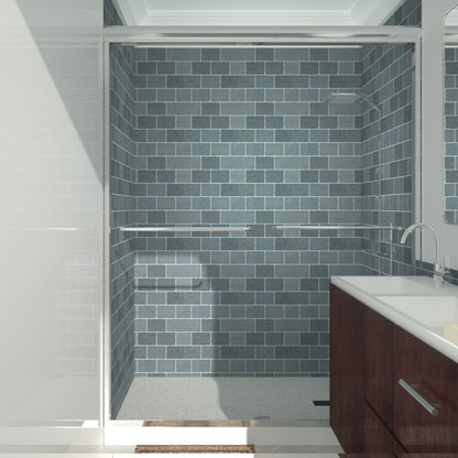 Semi-Frameless Sliding Shower Door 56-60 in. W x 72 in. H, Bathroom Sliding Door with 5/16" Clear Tempered Glass,Chrome Finish, Designed for Smooth Door Closing