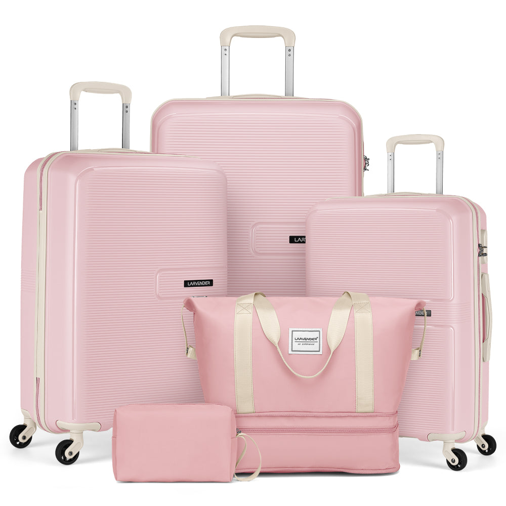 Luggage Sets 5 Piece, Expandable Luggage Hardside PP Suitcase Sets with Spinner Wheels TSA Lock, Green