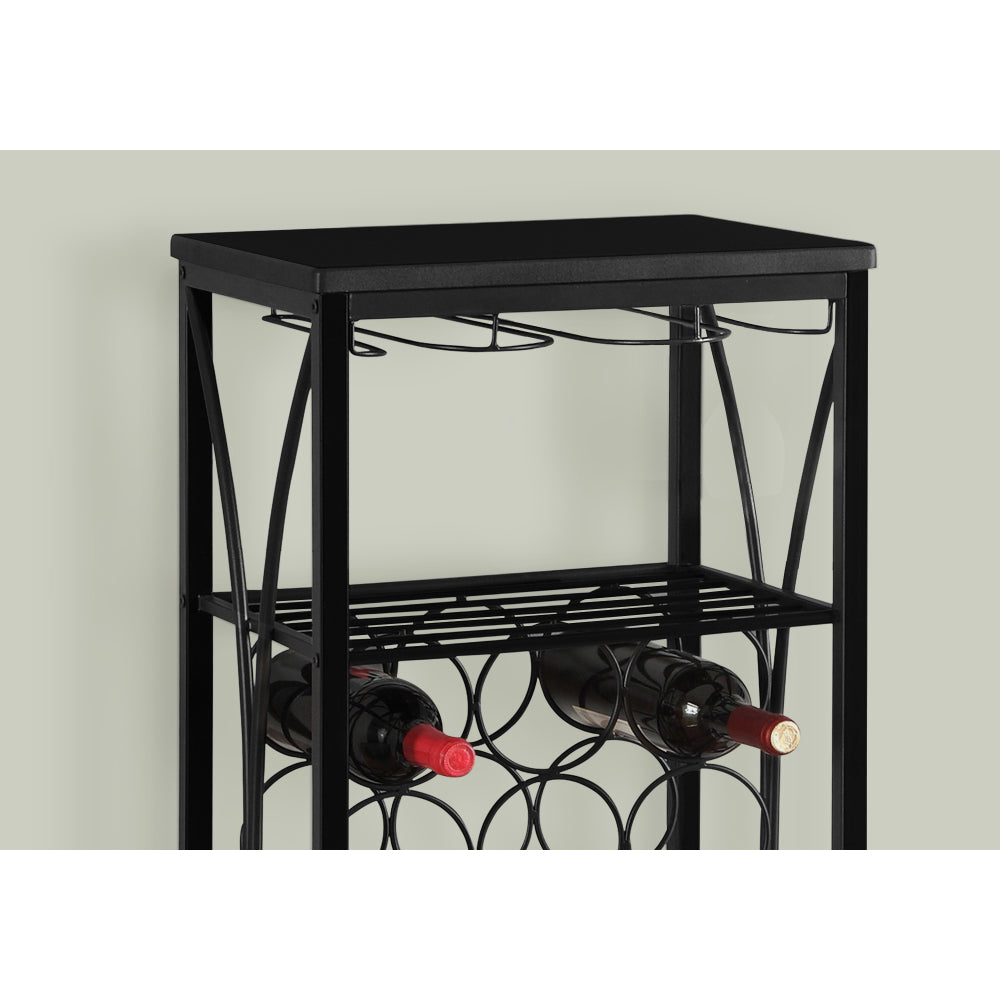 Home Bar, Wine Rack, Black Metal, Transitional