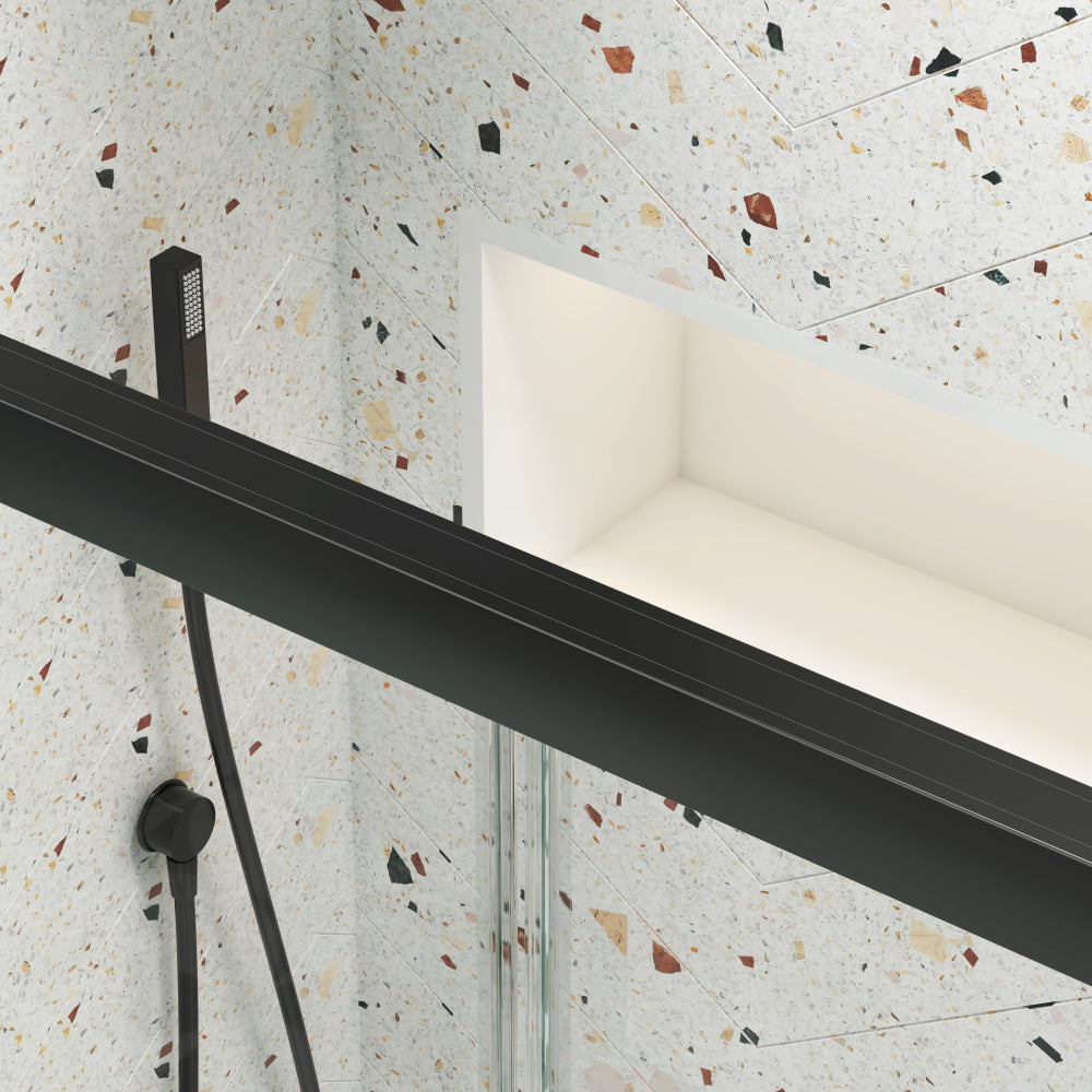 Bathtub Bypass shower door, sliding door, with 1/4" tempered glass and Matted  black finish  56"-60"x58"