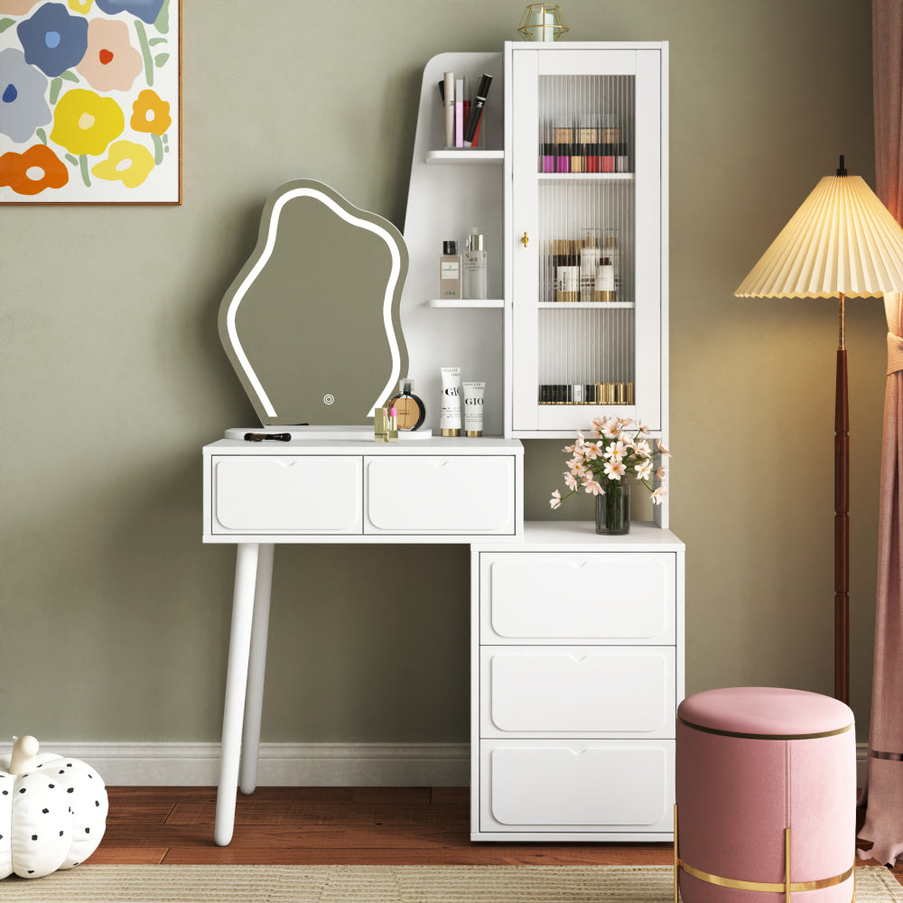 Black modern simple hair desk, multi-layer storage, large storage space