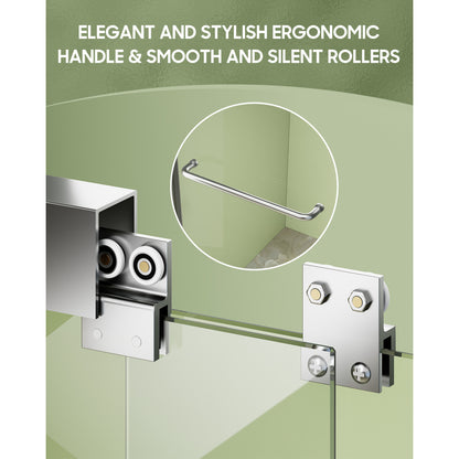 Framed Both Sliding Glass Shower Doors 60" Width x 76"Height with 1/4"(6mm) Clear Tempered Glass, Silver  Finish, Big Rollers, Square Rail, Self-cleaning coating on both sides