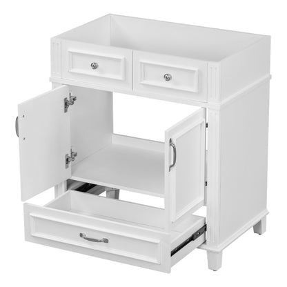 30'' Bathroom Vanity with Resin Sink, Solid Wood Frame Bathroom Storage Cabinet with Soft Closing Doors, Retro Style, White (Same as SW000118AAK)