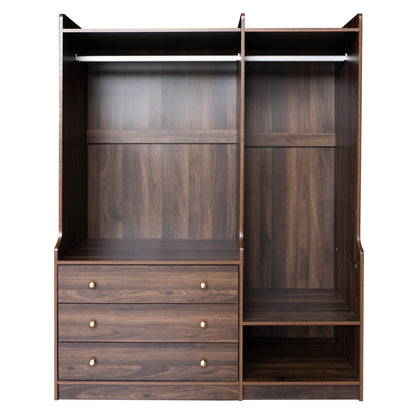 Open Wooden Wardrobe Storage for Bedroom, Brown