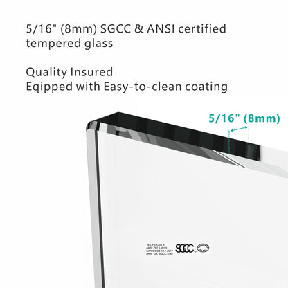 S-RM6076TC 56-60"W x 76"H Sliding Shower Door, Frameless Glass Shower Door with Chrome Hardware, Towel Bar and Handle,Drop Shipping available