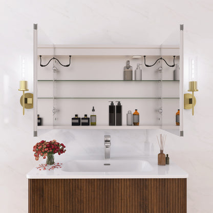 32 x 24 in. Aluminum Dimmable Surface Mount Medicine Cabinet with Mirror, LED and Shelves