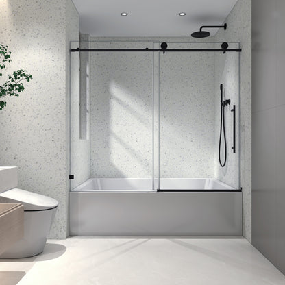 6063 Chrome frameless one fixed and one shifted Shower Door, 70MM 304 stainless steel large pulleys with adjustable soft closing function,with nano easy cleaning and stick explosion-proof menbrance