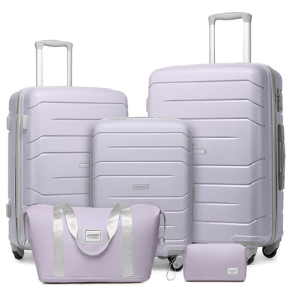 Luggage Sets 5 Piece, Expandable Luggage Hardside PP Suitcase Sets with Spinner Wheels TSA Lock, Pink