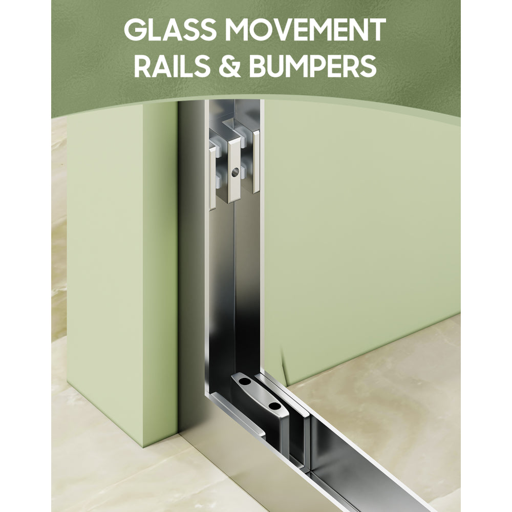 Framed Both Sliding Glass Shower Doors 60" Width x 76"Height with 1/4"(6mm) Clear Tempered Glass, Silver  Finish, Big Rollers, Square Rail, Self-cleaning coating on both sides