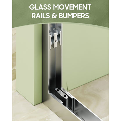 Framed Both Sliding Glass Shower Doors 60" Width x 76"Height with 1/4"(6mm) Clear Tempered Glass, Silver  Finish, Big Rollers, Square Rail, Self-cleaning coating on both sides