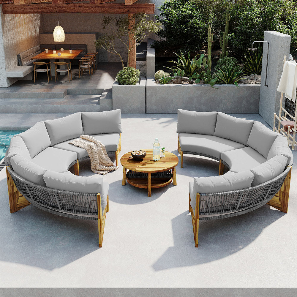 U_STYLE 6 - Person Outdoor Seating Group with Cushions and A Coffee Table(old sku:WY000379AAE)