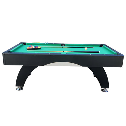7 ft Pool Table with Black Thin Finish - Billiards Game Room Table for Adults & Family,  Home, Dining, or Living Room,Includes Cue Sticks, Billiard Balls