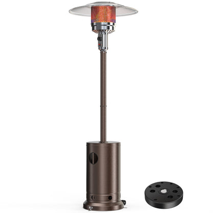 48,000 BTU Propane Patio Heater with Tabletop, Double-Layer Stainless Steel Burner and Safety Protection System, Outdoor Patio Heater with Wheels for Home&Commercial Use in Backyard, Garden
