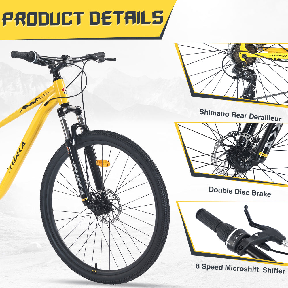 27.5 Inch Wheels 8 Speed Mountain Bike, for Men Women Boys and Girls, Front Suspension, Steel Frame