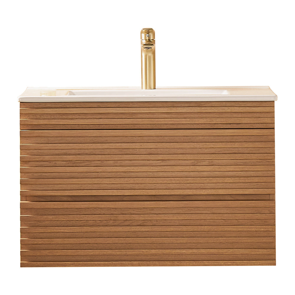 30" Wall Mounted & Floating Single Vanity with Ceramic Sink