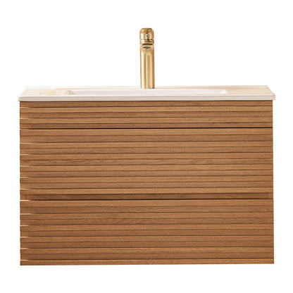 30" Wall Mounted & Floating Single Vanity with Ceramic Sink