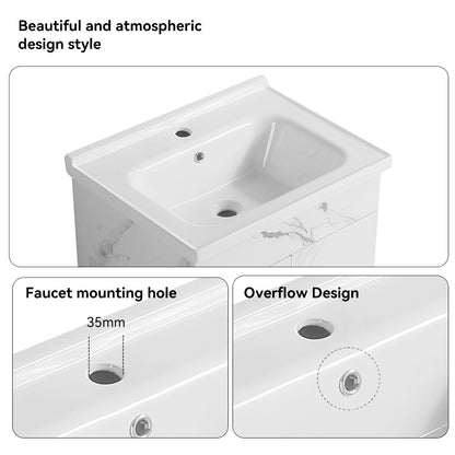 24-inch marble-textured bathroom cabinet with ceramic sink