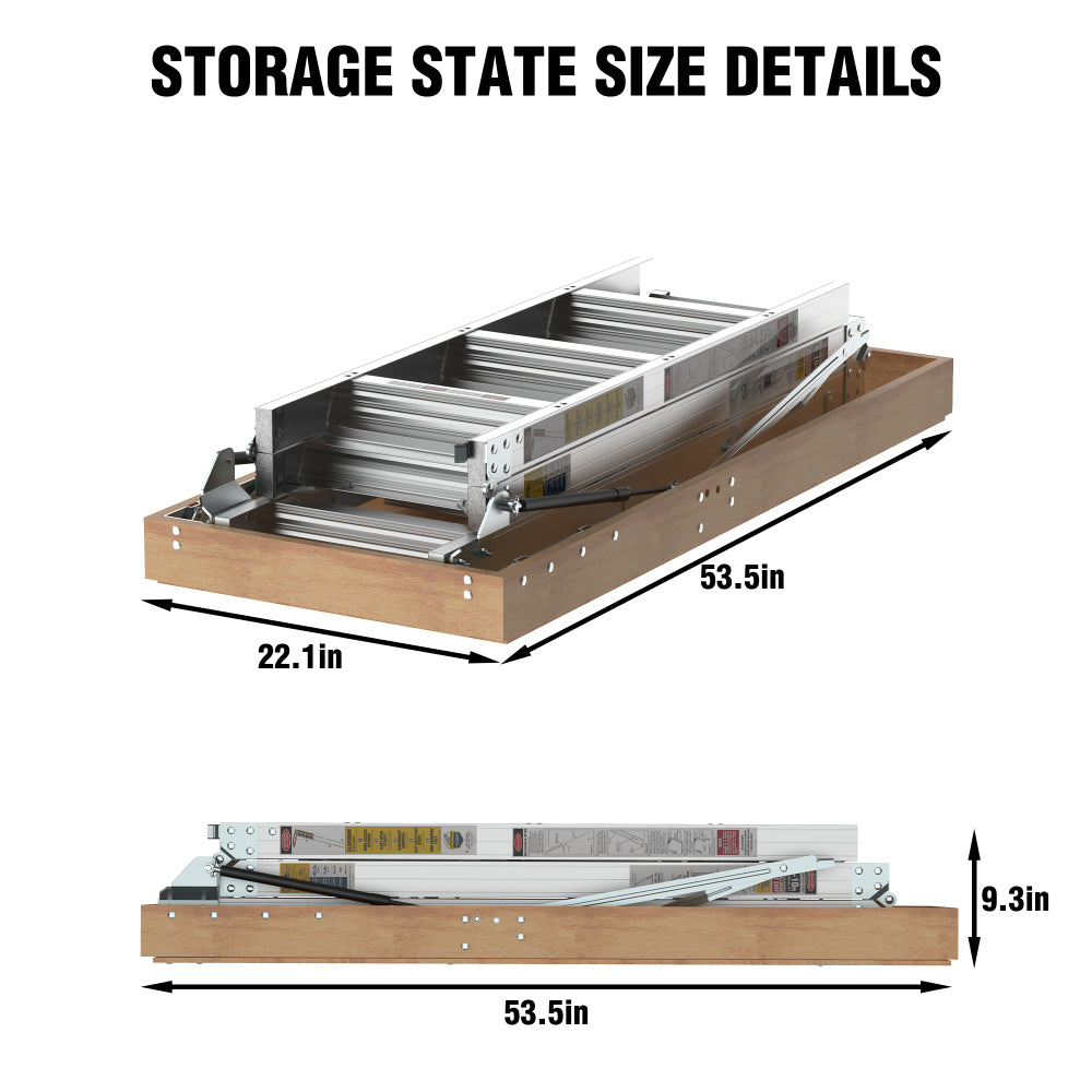 Aluminum Attic Ladder 350-pound Capacity 22 1/2" x 54" Opening 7-10ft Ceiling