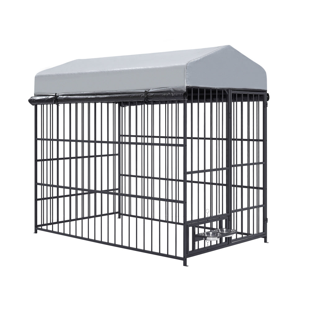 Large Dog Kennel Outdoor Pet Pens Dogs Run Enclosure Animal Hutch Metal Coop Fence with Roof Cover(6.6'L x 3.9'W x 5.9'H)
