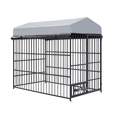Large Dog Kennel Outdoor Pet Pens Dogs Run Enclosure Animal Hutch Metal Coop Fence with Roof Cover(6.6'L x 3.9'W x 5.9'H)
