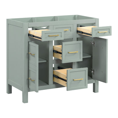 36" Bathroom Vanity Cabinet with Resin Integrated Sink - 4 Drawers, 2 Doors