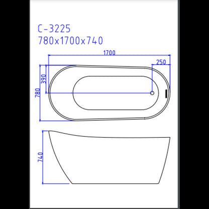 67"Special-shaped Freestanding Slipper Bathtub: Gloss White Finish, Chrome Overflow & Pop-Up Drain, cUPC Certified