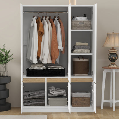 6-Doors Wooden Wardrobe Storage for Bedroom,White