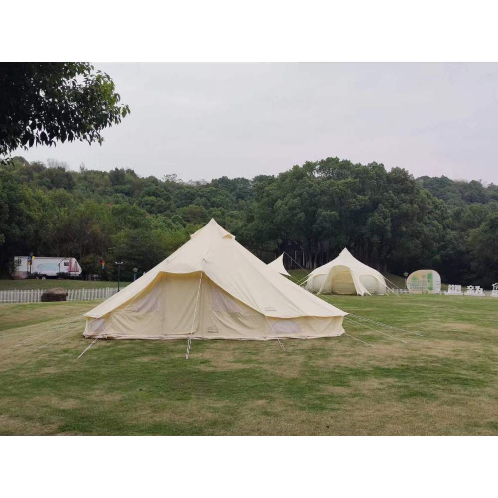 SAM&HAIBEI 6 Persons Canvas Tent Bell Tent Glamping,4 Seasons Yurt Tent for Camping, Heavy Cotton Canvas Tent for Family Camping,Outdoor Hunting,or Party Tent. Durable, 2 in 1,2 Doors Bell Tent