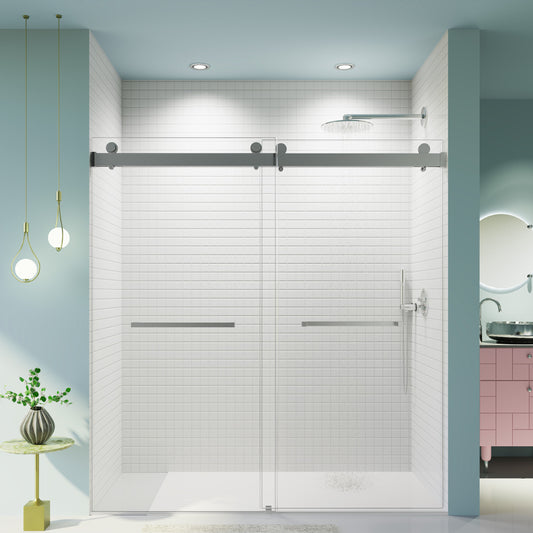 68-72 inches *76 inches  Frameless Double Sliding Soft-Close Shower Door, 3/8 inches (10mm) Thick SGCC Tempered Glass Door, Chrome