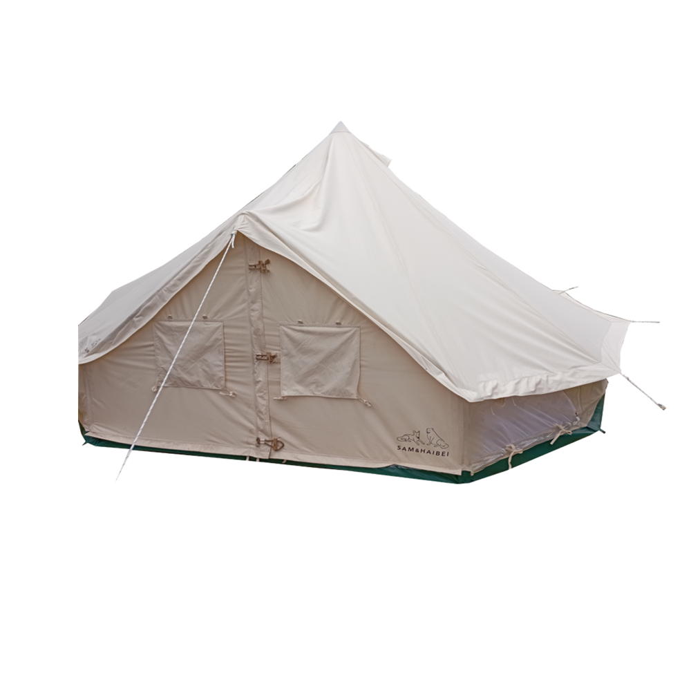 SAM&HAIBEI Canvas Tent Bell Tent Glamping, 4 Seasons Yurt Tent for Camping, 4M/5M Cotton Canvas Tent for Family Camping, Outdoor Hunting, or Party (13ft-16.5ft). Durable, Spacious, and Versatile.