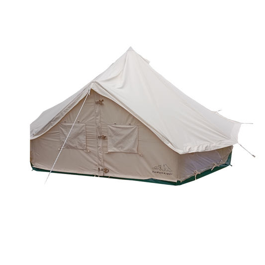 SAM&HAIBEI Canvas Tent Bell Tent Glamping, 4 Seasons Yurt Tent for Camping, 4M/5M Cotton Canvas Tent for Family Camping, Outdoor Hunting, or Party (13ft-16.5ft). Durable, Spacious, and Versatile.