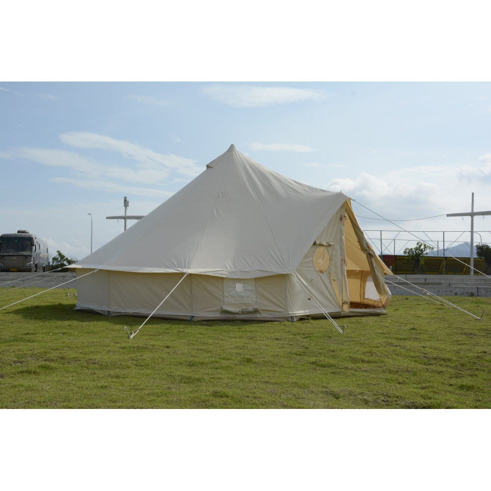 SAM&HAIBEI Canvas Tent Bell Tent Glamping, 4 Seasons Yurt Tent for Camping, 4M/5M Cotton Canvas Tent for Family Camping, Outdoor Hunting, or Party (13ft-16.5ft). Durable, Spacious, and Versatile.