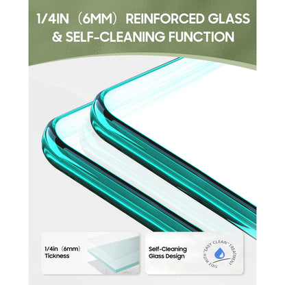 Framed Both Sliding Glass Shower Doors 60" Width x 76"Height with 1/4"(6mm) Clear Tempered Glass, Silver  Finish, Big Rollers, Square Rail, Self-cleaning coating on both sides