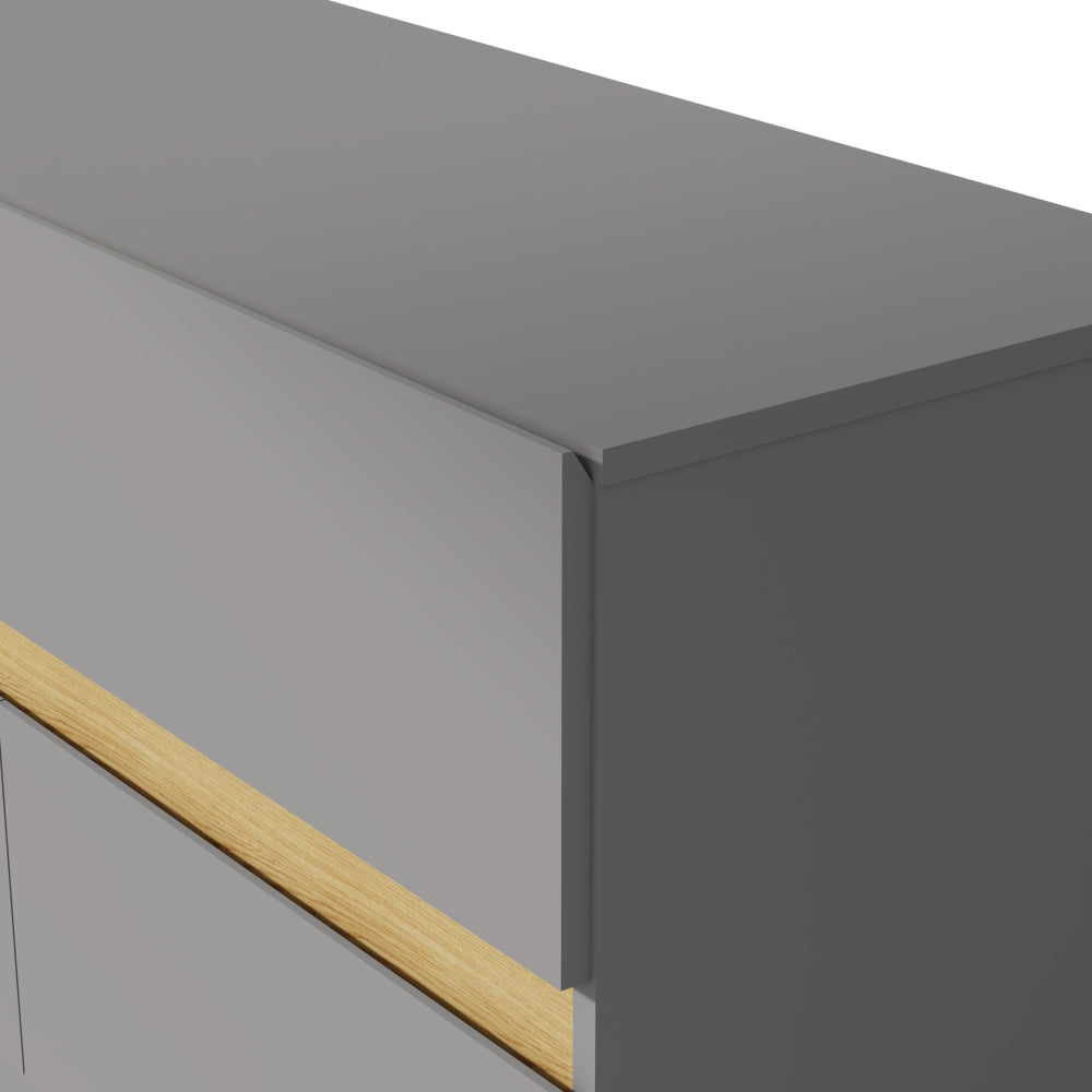 6 Drawer Dresser Long Dresser for Bedroom Wood Clothes Organizers and Wide Storage Drawers 16.34" D x 59.06" W x 23.03"H (Grey) - White Label