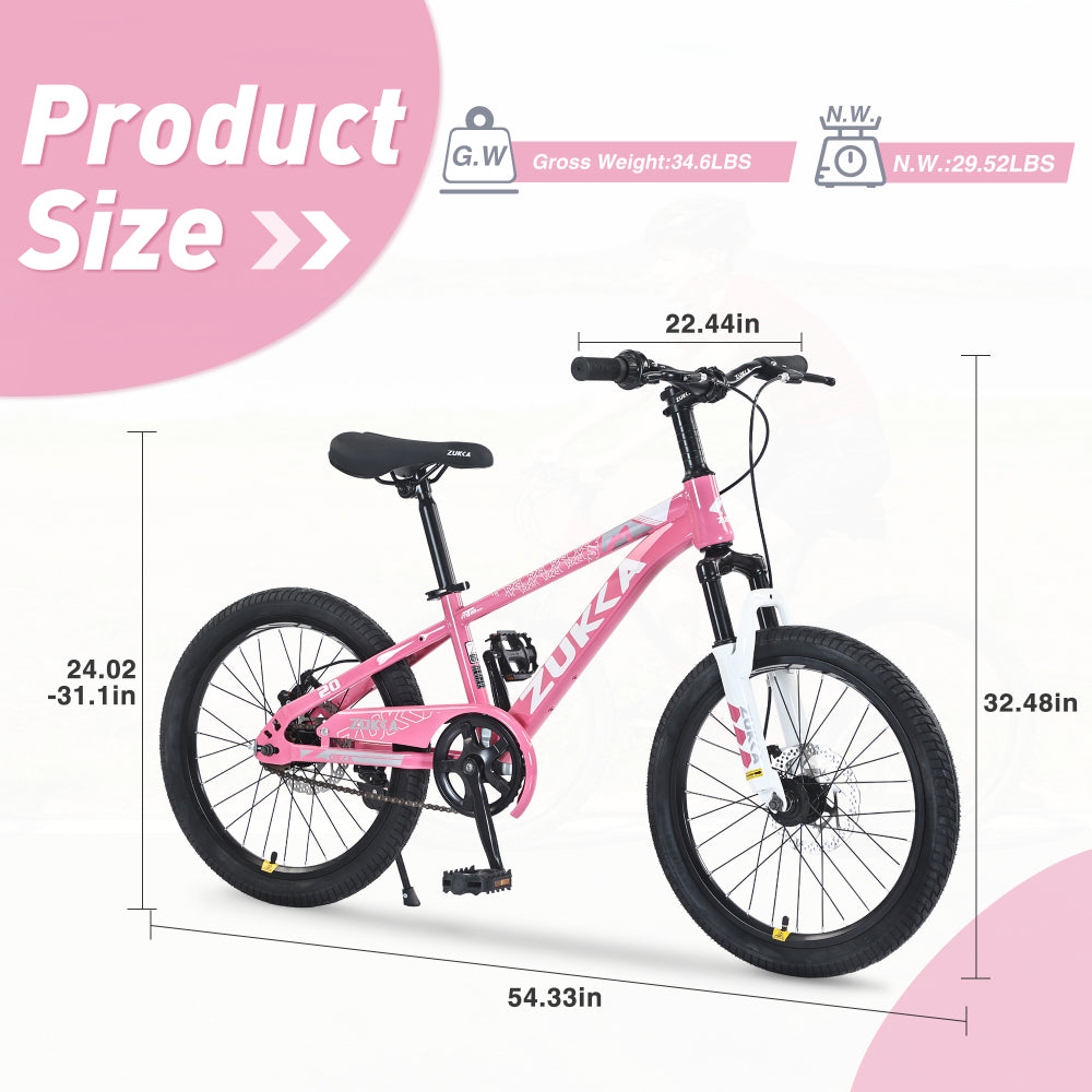 ZUKKA Mountain Bike,20 Inch MTB for Boys and Girls Age 7-10 Years,Multiple Colors