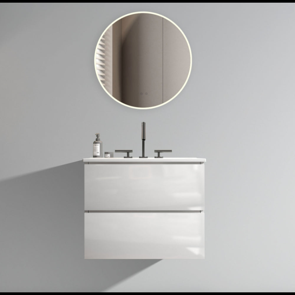 Wall Mount 24" Space grey  Bathroom Vanity with Ceramic Sink with one faucet hole, Large Storage Floating Bathroom Vanity for Modern Bathroom, Pre-assembled