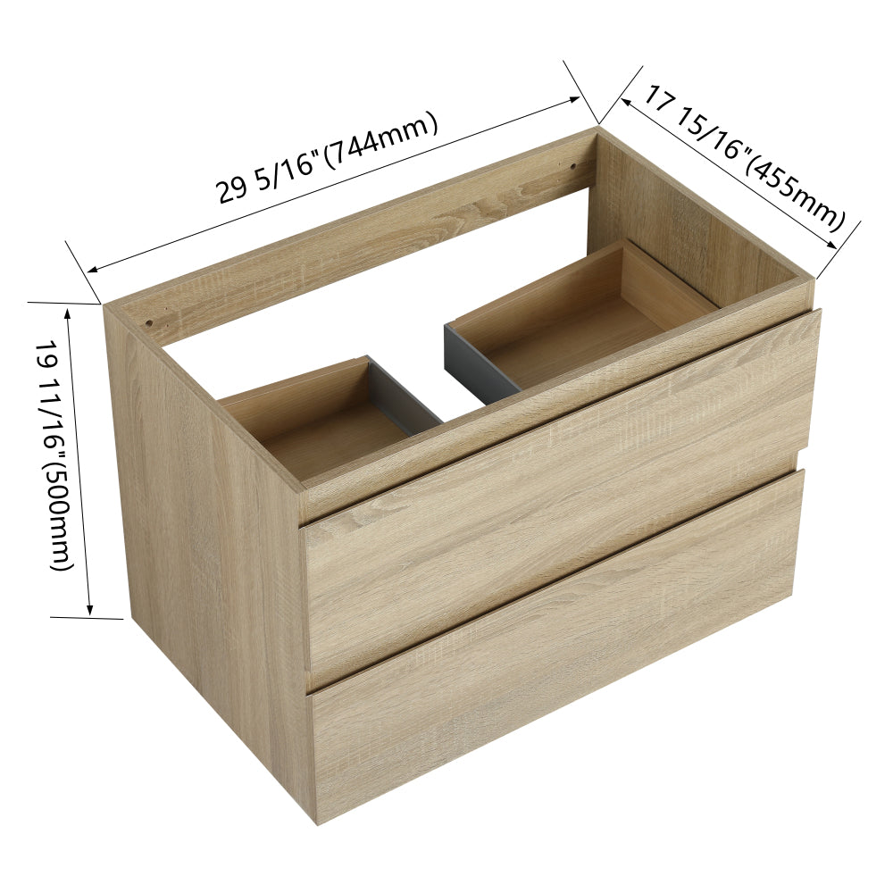 30" Wall-Mounted Bathroom Vanity (Only the Cabinet Body)-BVB01930LTO-2