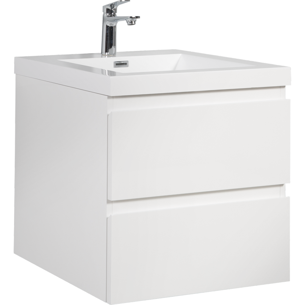 24" Floating Bathroom Vanity with Sink, Modern Wall-Mounted Bathroom Storage Vanity Cabinet with Resin Top Basin and Soft Close Drawers, Glossy White 24V11-24GW