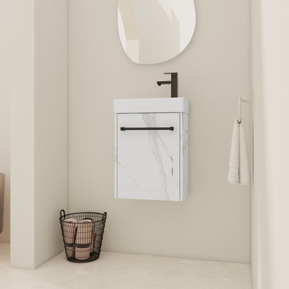20'' Floating Wall-Mounted Bathroom Vanity with White Resin Sink & Soft-Close Cabinet Door