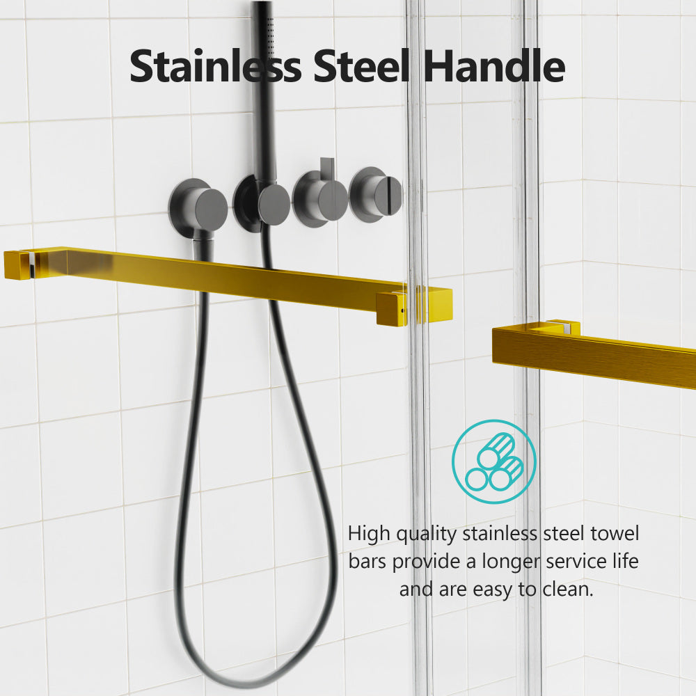 68-72 inches *76 inches  Frameless Double Sliding Soft-Close Shower Door, 3/8 inches (10mm) Thick SGCC Tempered Glass Door,  Brushed Gold