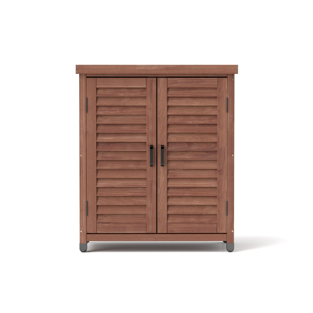 Potting Bench with Storage Cabinet and Metal Table Top for Outdoor Patio, Garden Furniture Wood Workstation Coffee 31x17x36''