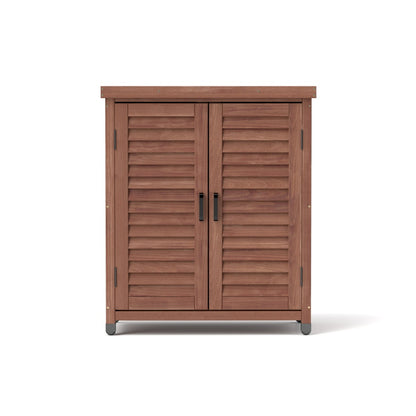 Potting Bench with Storage Cabinet and Metal Table Top for Outdoor Patio, Garden Furniture Wood Workstation Coffee 31x17x36''