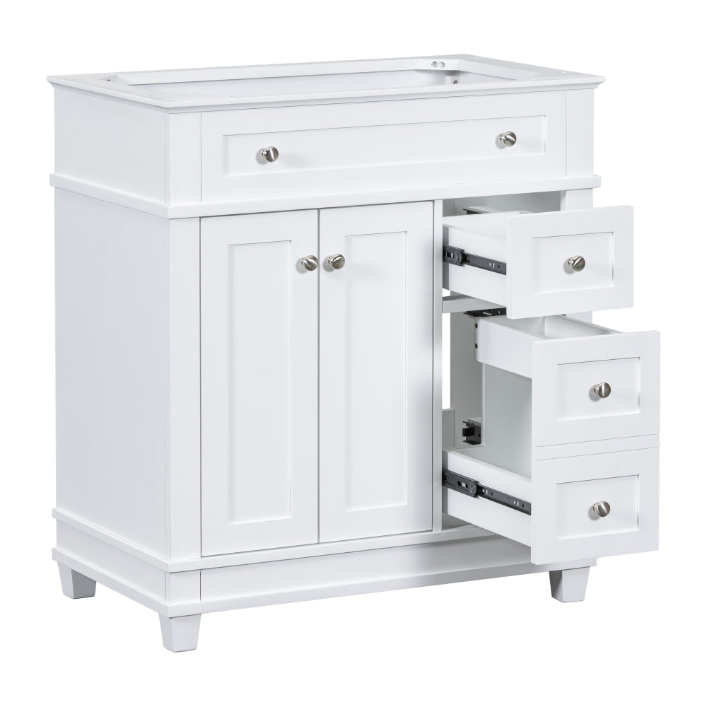 30" Bathroom Vanity Cabinet with Sink Combo Set, Undermount Resin Sink, Free Standing Vanity Set with 2 Drawers& Soft Closing Doors, Solid Wood Frame Bathroom Cabinet, White (Same as SW000132AAK)