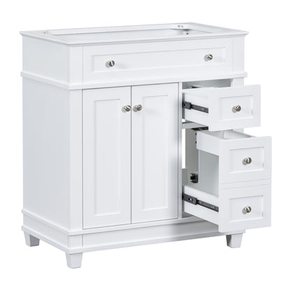 30" Bathroom Vanity Cabinet with Sink Combo Set, Undermount Resin Sink, Free Standing Vanity Set with 2 Drawers& Soft Closing Doors, Solid Wood Frame Bathroom Cabinet, White (Same as SW000132AAK)