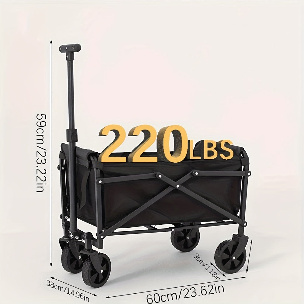 Foldable heavy-duty gardening trolley with all-terrain wheels for beaches, lawns, sports, and camping