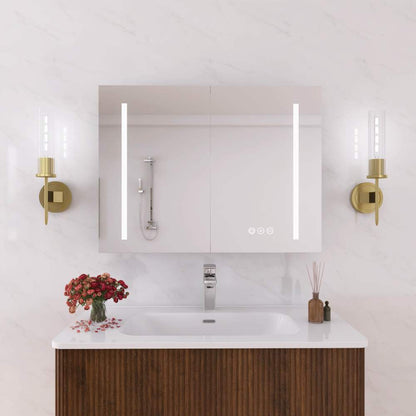 32 x 24 in. Aluminum Dimmable Surface Mount Medicine Cabinet with Mirror, LED and Shelves