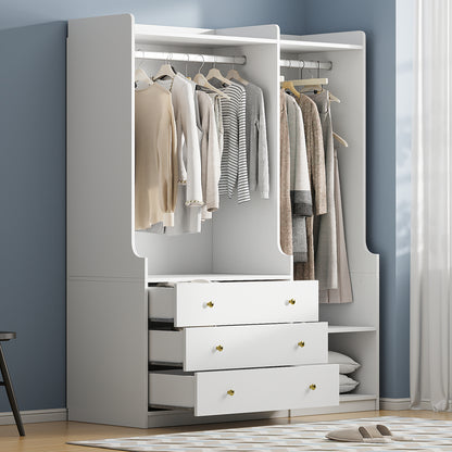 Open Wooden Wardrobe Storage for Bedroom, White