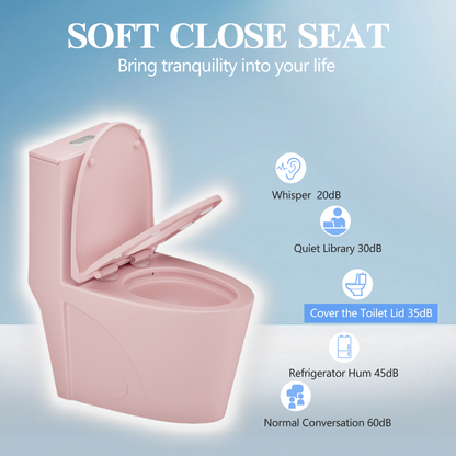 1.1/1.60 GPF Dual-Flush One Piece Toilet, Water-Saving Elongated Comfort Height Floor Mounted, Soft Close 1000 Gram Map Flushing Score Toilet, Pink Rose 23T01-RS