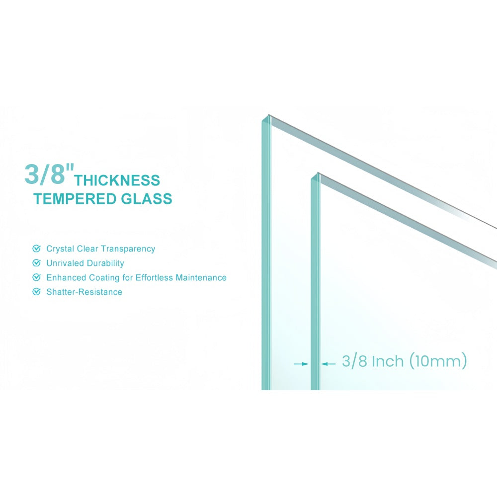 56 to 60 in. W x 76 in. H Double Sliding Frameless Soft-Close Shower Door with Premium 3/8 Inch (10mm) Thick Tampered Glass and Easy-cleaning Coating, Stainless Steel in Matte Black 22D02-60MB